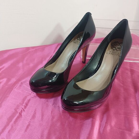 Vince Camuto Womens SZ 6.5M Zella Pump High Heel Black Patent Dress Shoe Classic - Picture 9 of 9